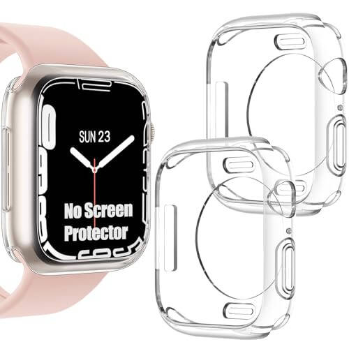 [2'li Paket] Goton Apple Watch Series SE2 SE 6 5 4 44mm İçin Tampon Kılıf, Ultra İnce Yumuşak TPU Darbeye Dayanıklı Kılıf Kapak Tampon Koruyucu iWatch Aksesuarları İçin (Ekran Koruyucu Yok) 44mm Şeffaf+Şeffaf - 1