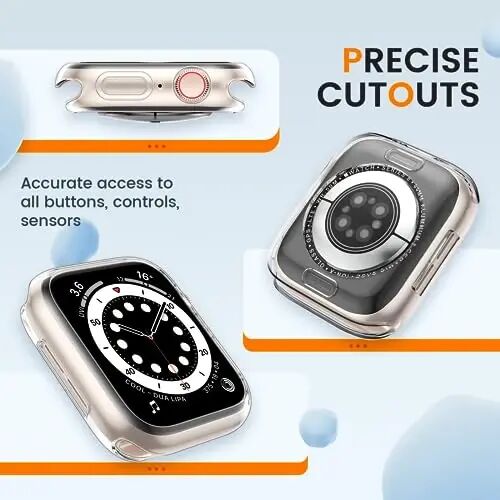[2 Pack] Bumper Case for Apple Watch SE3/SE2/SE/Series 6/5/4 44mm, Clear | No Screen Protector, Slim Soft Flexible TPU Lightweight Thin Shockproof Cover Protector Accessories for iWatch - 4