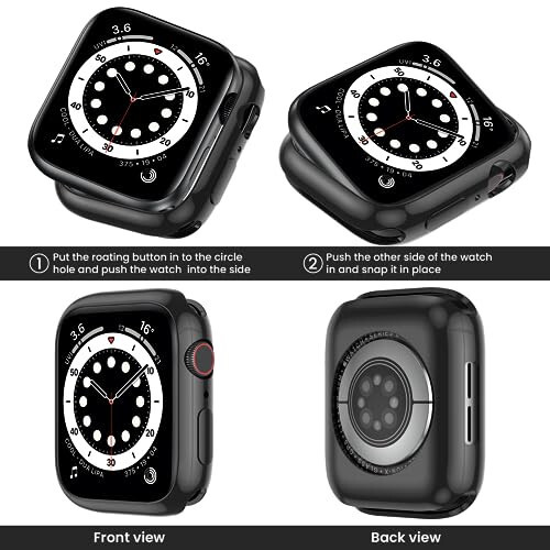 [2'li Paket] Goton Apple Watch Series SE2 SE 6 5 4 44mm Tampon Kılıfı, Ultra İnce Yumuşak TPU Darbeye Dayanıklı Kılıf Kılıf Koruyucu iWatch Aksesuarları İçin (Ekran Koruyucu Yok) 44mm Siyah+Siyah - 3