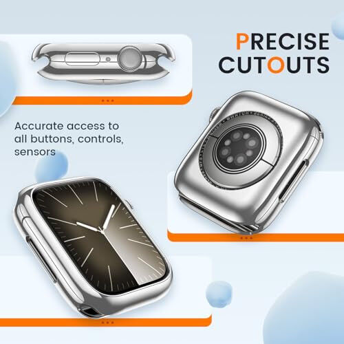 [2 Pack] Goton Bumper Case for Apple Watch 44mm, [No Screen Protector] Slim Soft TPU Shockproof Case Cover Bumper Protector Accessories for iWatch SE 3/SE 2/SE, Series 6/5/4, 44mm Silver+Silver - 3