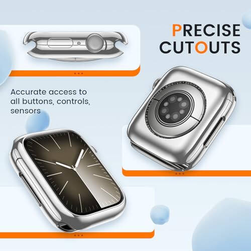 [2 Pack] Goton Bumper Case for Apple Watch 44mm, [No Screen Protector] Slim Soft TPU Shockproof Case Cover Bumper Protector Accessories for iWatch SE 3/SE 2/SE, Series 6/5/4, 44mm Silver+Silver - 3