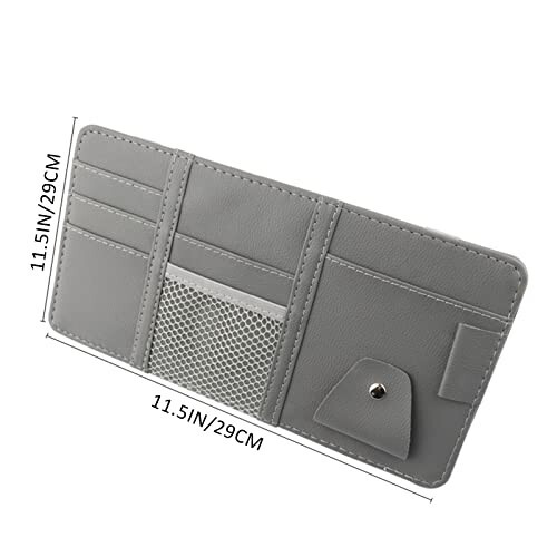 2 Packs Gray Car Sun Visor Organizer, Sunglasses Holders for Car Sun Visor, PU Leather, Auto Interior Accessories Storage Travel Document Holder with Multi Pocket - 6