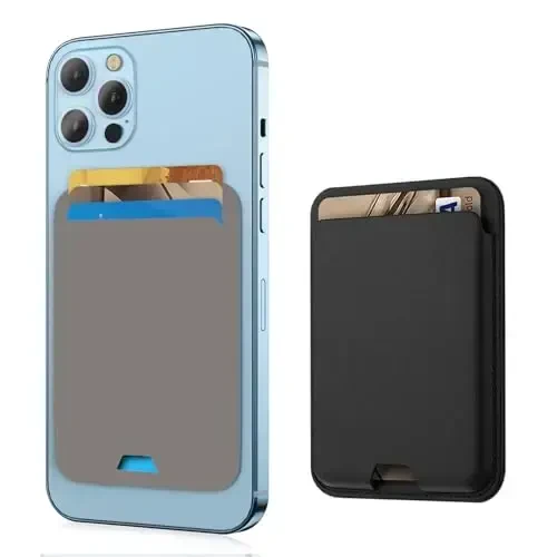 iLodn Magnetic Wallet Compatible with MagSafe for iPhone 17 16 15 14 13 12 Pro Max Air Plus Model, Mag 3 Safe Card Holder Stick on Accessories for Apple Cell Phone & Case, Midnight&Gray - 1