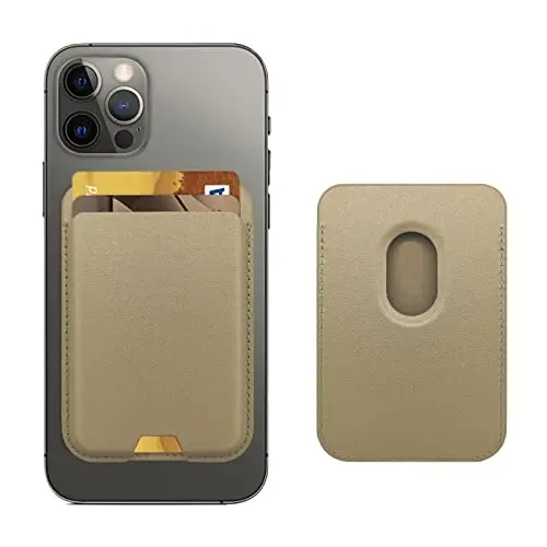 iLodn Magnetic Wallet Compatible with MagSafe for iPhone 17 16 15 14 13 12 Pro Max Air Plus Model, Mag 3 Safe Card Holder Stick on Accessories for Cell Phone & Case, Aureate 