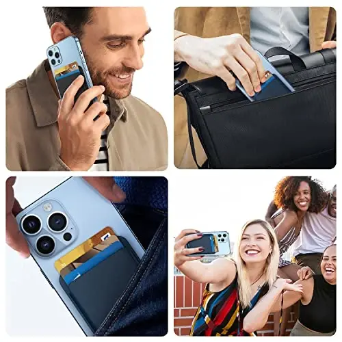 [2'li Paket] iPhone 17 16 15 14 13 12 Pro Max Air Plus Model için MagSafe ile Uyumlu Manyetik Cüzdan, Apple Cep Telefonu için Gelişmiş Mag 3 Güvenli Kart Tutucu Yapıştırma, Siyah&Bebek Pembesi - 5
