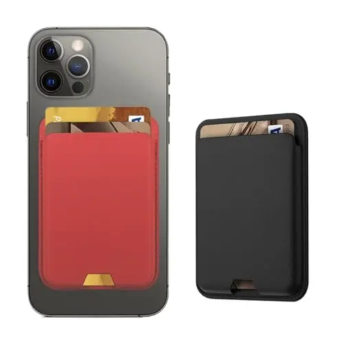 iLodn Magnetic Wallet Compatible with MagSafe for iPhone 17 16 15 14 13 12 Pro Max Air Plus Model, Mag 3 Safe Card Holder Stick on Accessories for Apple Cell Phone & Case, Midnight&Red - 6