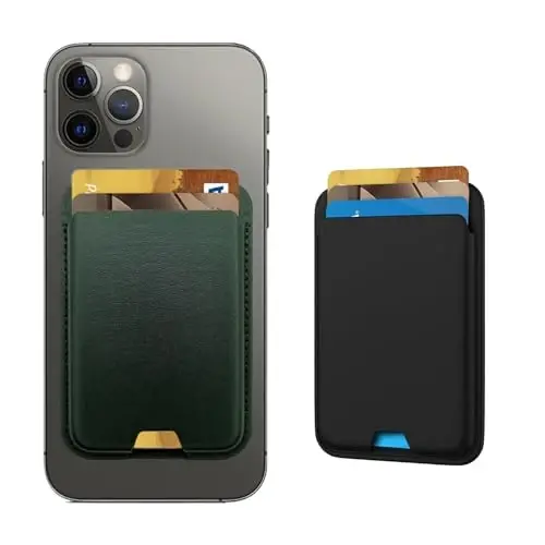 Magnetic Wallet Compatible with MagSafe for iPhone 17 16 15 14 13 12 Pro Max Air Plus Model, Mag 3 Safe Card Holder Stick on Accessories for Apple Cell Phone & Case, Black&Green - 1