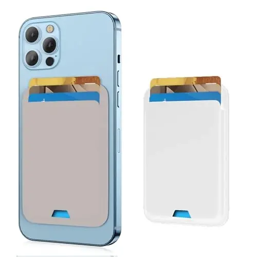 iLodn Magnetic Wallet Compatible with MagSafe for iPhone 17 16 15 14 13 12 Pro Max Air Plus Model, Mag 3 Safe Card Holder Stick on Accessories for Apple Cell Phone & Case, Baby Pink&White 