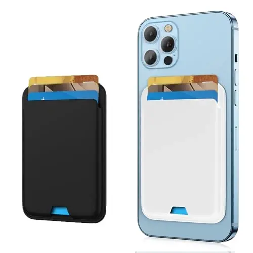 [2'li Paket] iPhone 17 16 15 14 13 12 Pro Max Air Plus Modeli için MagSafe ile Uyumlu Manyetik Cüzdan, Apple Cep Telefonu için Geliştirilmiş Mag 3 Güvenli Kart Tutucu Yapışkanlı, Siyah&Beyaz - 6