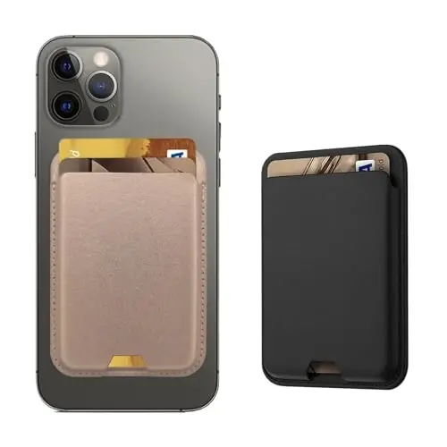 iLodn Magnetic Wallet Compatible with MagSafe for iPhone 17 16 15 14 13 12 Pro Max Air Plus Model, Mag 3 Safe Card Holder Stick on Accessories for Apple Cell Phone & Case, Black&Rose Gold - 6