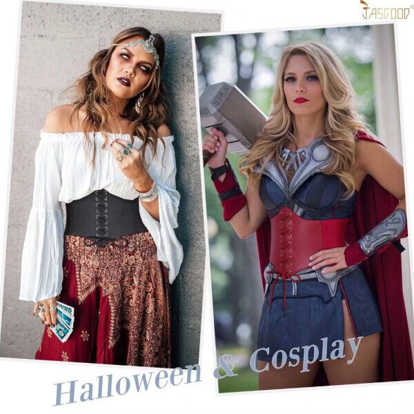 2PACKS JASGOOD Corset Belts for Women Wide Lace-up Leather Waist Belt for Dresses- - JASGOOD (1)