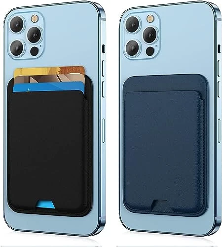 [2 Pack] Magnetic Wallet Compatible with MagSafe for iPhone 17 16 15 14 13 12 Pro Max Air Plus Model, Upgraded Mag 3 Safe Card Holder Stick on for Apple Cell Phone, Midnight&Blue - iLodn