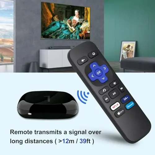 【Pack of 2】 Replacement Remote for Roku Box/Express/Premiere/Roku Player | No pairing. 2xAAA not incl. 5m-10m range. 3000-5000 clicks. 4 shortcuts: NFLX,DIS+,APPTV,PARA+. Not for Roku Stick/TV. - 5