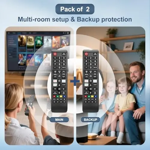 【2-Pack】 Replacement Remote Control for Samsung Smart TV, No Pairing Needed | for Samsung 4K/8K OLED/QLED IR remote, fits Frame/Crystal, repl BN59, NFLX/Hulu shortcuts, no pairing, ABS. - 5