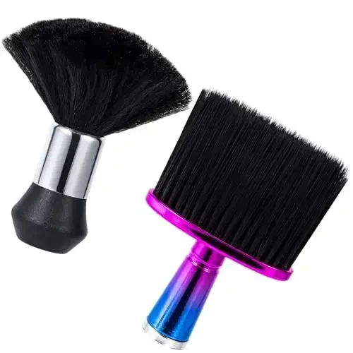 2 Pack Black Large Barber Brush Neck Duster, Beomeen Soft Neck Brush for Hair Cutting, Neck Face Cleaning Hair Sweep Brushes Salon Tool - BEOMEEN
