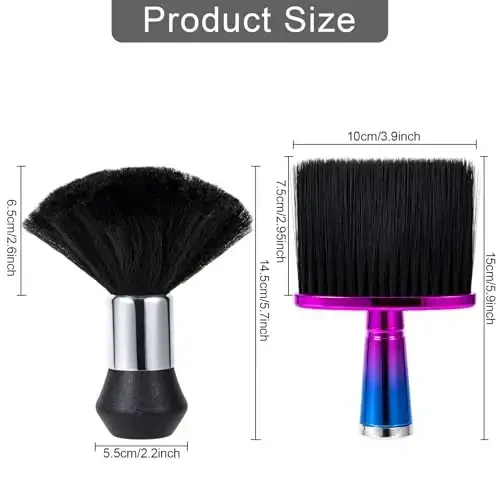 2 Pack Black Large Barber Brush Neck Duster, Beomeen Soft Neck Brush for Hair Cutting, Neck Face Cleaning Hair Sweep Brushes Salon Tool - 3