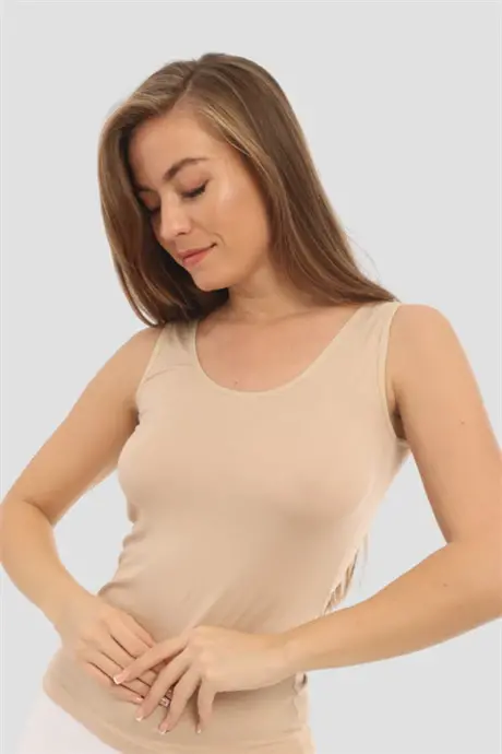 2'li Paket Ten Kadın Bambu Kalın Askılı Atlet - 3