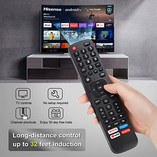 【2'li Paket】 Tüm Hisense TV Uzaktan Kumandaları İçin Yeni Evrensel Uzaktan Kumanda, 2 Adet Yedek Kumanda EN2A27 Hisense-Akıllı-TV-Uzaktan Kumandası İçin, Netflix, Prime Video, YouTube, Google Play Düğmeleriyle - 5