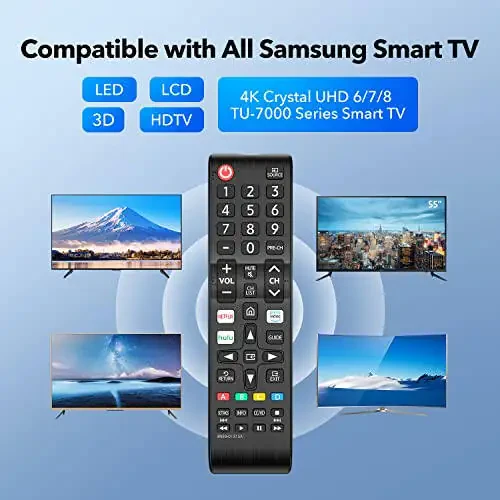 【Pack of 2】 New Universal Remote Control for All Samsung TV Remote, Replacement Compatible for All Samsung Remote Control for Smart TV, LED, LCD, HDTV, 3D, Series TV - 4