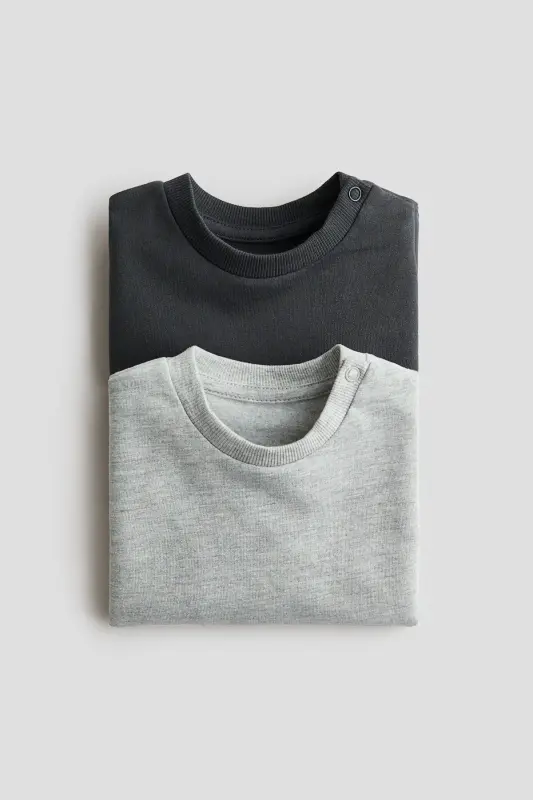2’li Pamuklu Sweatshirt - Siyah/Açık gri kırçıllı - 2