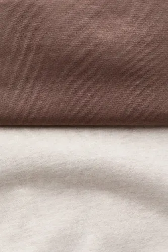 2’li Pamuklu Sweatshirt - Açık bej/Kahverengi - H&M (1)