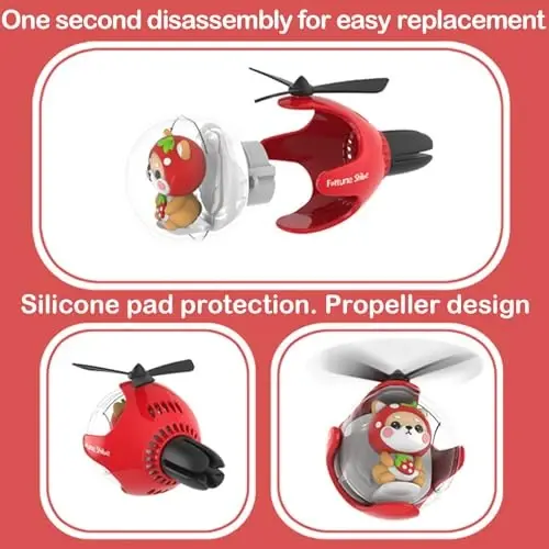 2Pcs Pilot Car Air Freshener, Cute Duck Car Vent Clip Air Freshener Automotive Air Outlet Fan Diffuser, Automotive Interiors Vent Decoration (Green+Red) - 5