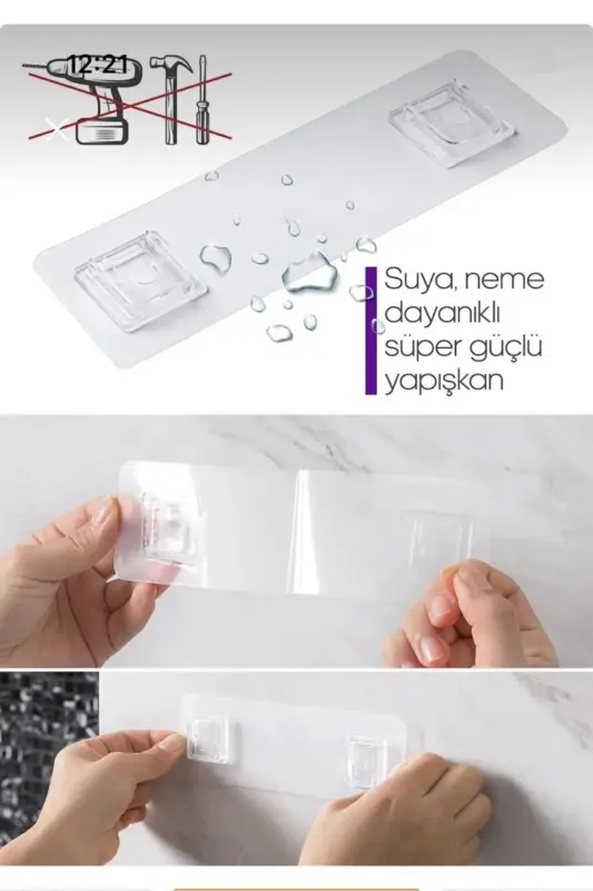 2Lİ Set Banyo Duş Rafı Şampuanlık Sabunluk Siyah YAPIŞKANLI Duş Organizer Suya Dayanıklı Plastik - 6