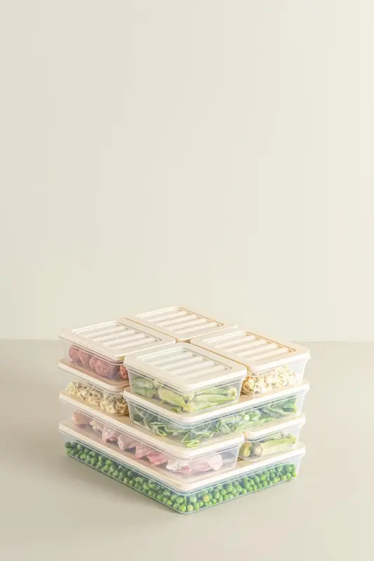 2'li Set Freshbox Mikrodalga Ve Difrize Uygun Saklama Kabı Krem - 3