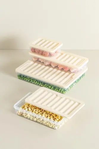 2'li Set Freshbox Mikrodalga Ve Difrize Uygun Saklama Kabı Krem - 4