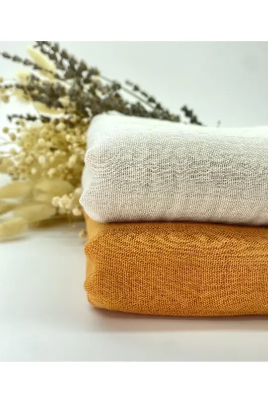 2’li Set Müslin Bebek Örtüsü | 100x100 Cm | %100 Pamuk | Bej & Tarçın | Hassas Ciltler Için-Bej - VITA CHERIE