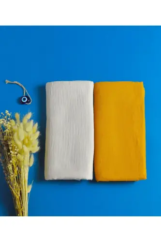 2’li Set Müslin Bebek Örtüsü | 100x100 Cm | %100 Pamuk | Bej & Tarçın | Hassas Ciltler Için-Bej - 4