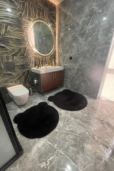 2Lİ СЕВИМЛИ АЙИ ФИГУРЛИ ПОСТ ВАННА ТАҚИМИ КЛОZET ТАҚИМИ 80x80 ва 100x100 - TROPIKAL HOME