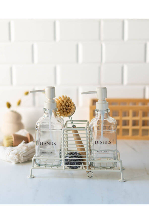 2li Standli Krem Sovunluk Seti (Hands, Dishes) - 1