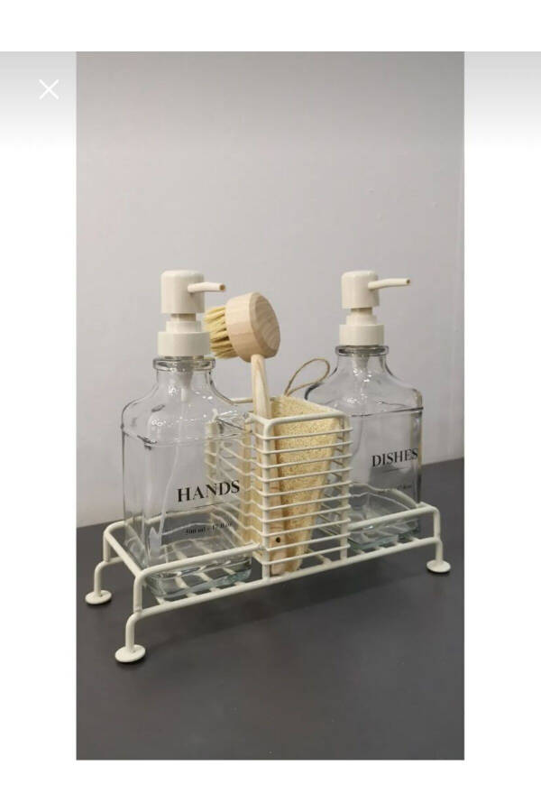 2li Standli Krem Sovunluk Seti (Hands, Dishes) - 5