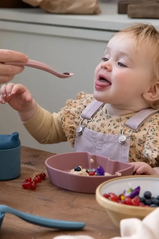 2ли тишли тишлагич чақалоқ овқат қошиғи – силикон қошиқ – пушти, беж - 3