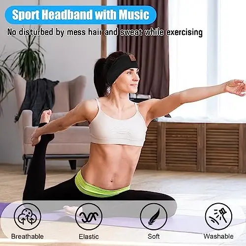 2-Pack Sleeping Headphones Wireless Bluetooth 5.4, Headband Headphones with Ultra-Thin Speakers, Bluetooth Headband for Side Sleepers, Running, Workout, Insomniac, Travel, Meditation（Black&Grey） - 5