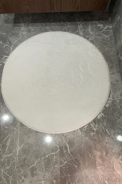 2Lİ YUVARLAK BANYO PASPASI KLOZET SETİ TAKIMI 80X80 VE 100X100-BEYAZ - 3