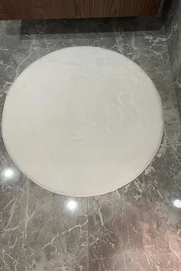 2Lİ YUVARLAK BANYO PASPASI KLOZET SETİ TAKIMI 80X80 VE 100X100-BEYAZ - 3