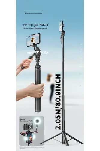 2m Ultra uzun evrensel Selfie Çubuğu Tripod telefon kamera için Tutucu Çok işlevli-CN05 - EN SİGA (1)