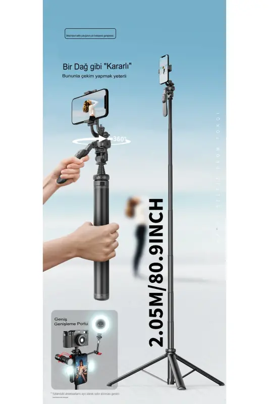2m Ultra uzun evrensel Selfie Çubuğu Tripod telefon kamera için Tutucu Çok işlevli-CN05 - 2
