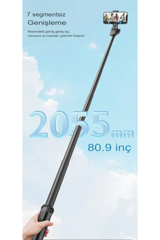 2m Ultra uzun evrensel Selfie Çubuğu Tripod telefon kamera için Tutucu Çok işlevli-CN05 - 3