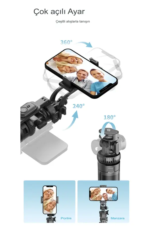 2m Ultra uzun evrensel Selfie Çubuğu Tripod telefon kamera için Tutucu Çok işlevli-CN05 - 4