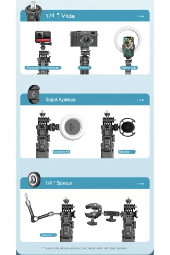 2m Ultra uzun evrensel Selfie Çubuğu Tripod telefon kamera için Tutucu Çok işlevli-CN05 - 6