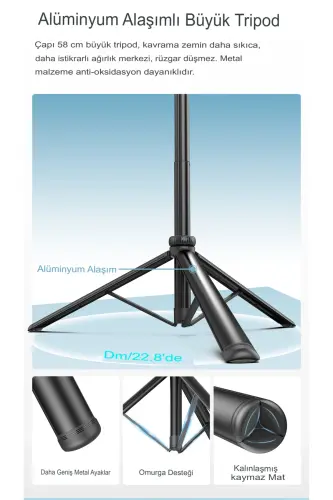 2m Ultra uzun evrensel Selfie Çubuğu Tripod telefon kamera için Tutucu Çok işlevli-CN05 - 8