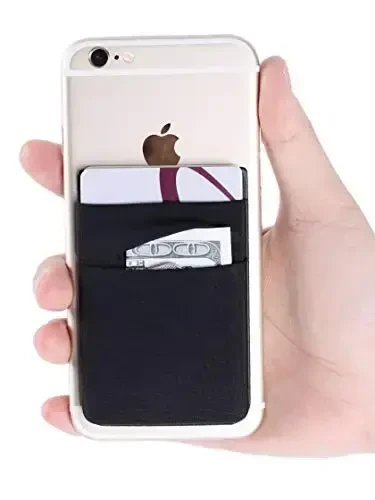 2Pack Adhesive Phone Pocket,Cell Phone Stick On Card Wallet Sleeve,Credit Cards/ID Card Holder(Double Secure) with Sticker for Back of iPhone,Android and All Smartphones-Black&Navy Blue - 3