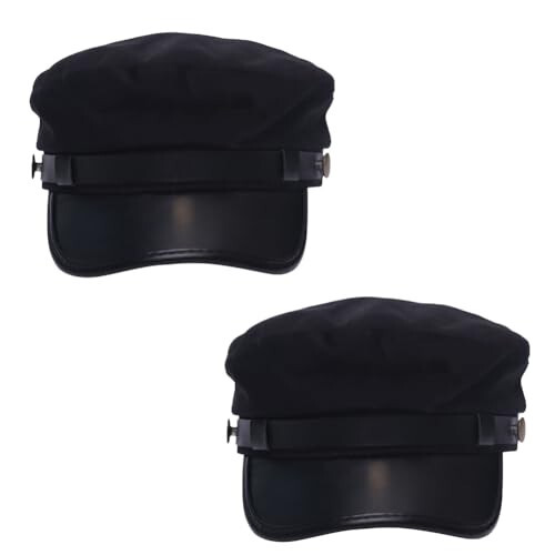 2Pack Chauffeur Hat for Women and Men Beret Cap Classic Vintage Costume Hats Newsboy Cap Black - 1