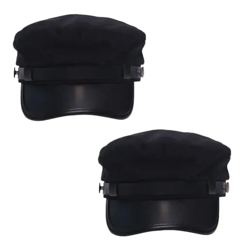 2Pack Chauffeur Hat for Women and Men Beret Cap Classic Vintage Costume Hats Newsboy Cap Black - 2PACK