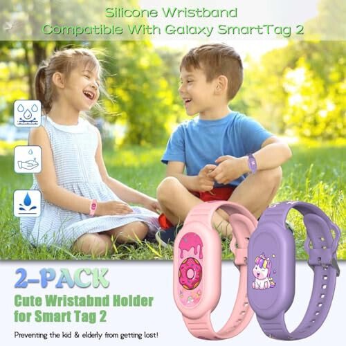 [2Pack] Cute Bracelet for Galaxy SmartTag 2 (2023), Silicone Cartoon Smart Tag 2 Wristband Holder Compatible with Samsung SmartTag 2 Waterproof Smart Tag 2 Case for Kids Elderly (Unicorn & Donuts) - 7