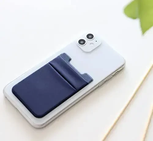 2Pack Yopishqoq Telefon Cho'ntagi, Mobil Telefon Kartasi Hamyon Qisma, Kredit Kartalar/ID Karta Egalari (Ikkita Himoyali) iPhone, Android va Barcha Smartfonlar uchun Stiker bilan - Qora va To'q Ko'k - 2