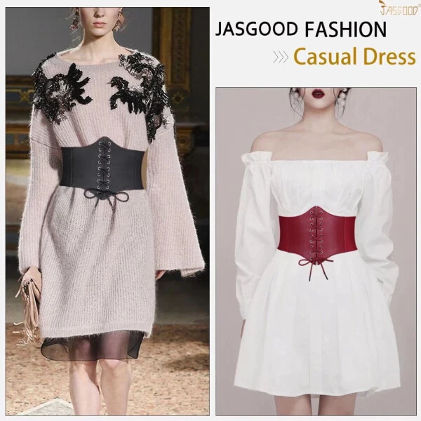 2PACKS JASGOOD Ayollar uchun korset kamarlari, keng bog'ichli charm belbog' liboslar uchun - 8